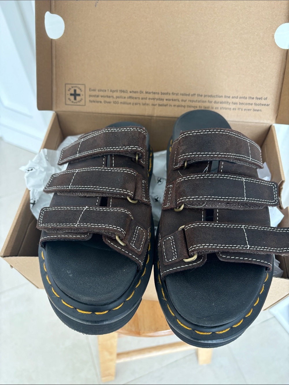 Dr Martens Raine Slide dark brown sandals